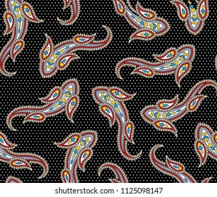 cute paisley pattern on black background