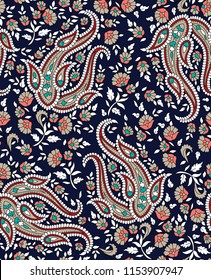 cute paisley pattern on navy background