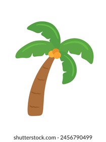 Cute Palm Coconut Tree Vector Cartoon Animated Icon Clipart Graphic for Tropical Summer Isolated on White Background