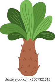 Cute palm tree illustration. Vector tropical plant icon. Treasure island or prehistoric land picture. Funny pirate or dinosaur party element for kids isolated on white background
