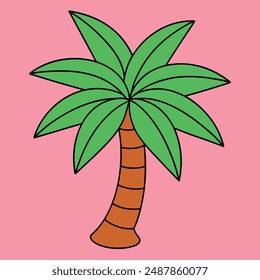 Cute palm tree kawaii vector illustration, perfect for printable digital graphics design files