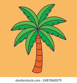 Cute palm tree kawaii vector illustration, perfect for printable digital graphics design files