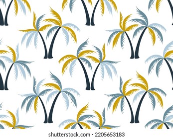 Cute palm tree minimal seamless pattern vector design. Jungle plants textile ornament. Coconut palm tree wallpaper in california style. Paradise rapport. Fashion textile print.