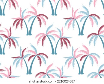 Cute palm tree minimal seamless pattern vector design. Exotic garden plants textile ornament. Coconut palm tree wallpaper in hawaiian style. Floral hawaii rapport. Fashion fabric print.