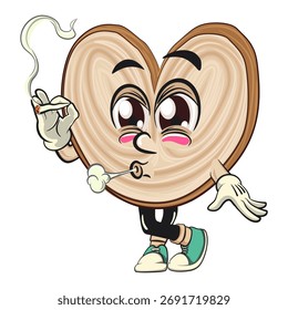 bonitinho pálido cookie mascote desenho animado vetor ilustração fumaça isolada calmamente, trabalho de mão desenhada