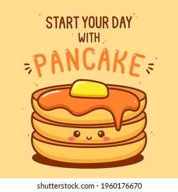 cute pancake character with text illustration