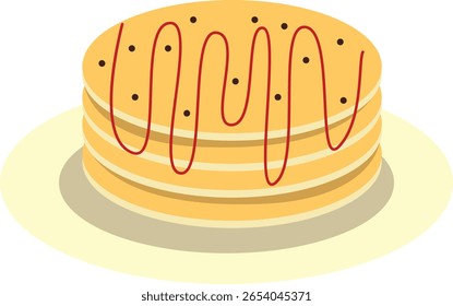Cute Pancake Illustration. National Pancake Day Celebration. Isolated Vector