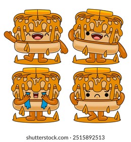  cute pancake mascot character vector illustration