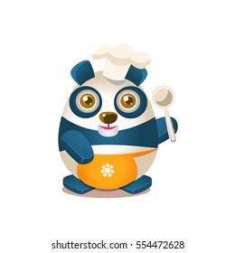 Cute Panda Activity Illustration With Humanized Cartoon Bear Character In Cook Outfit