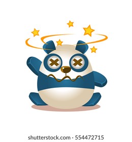 Cute Panda Activity Illustration With Humanized Cartoon Bear Character Seeing Stars Before Eyes