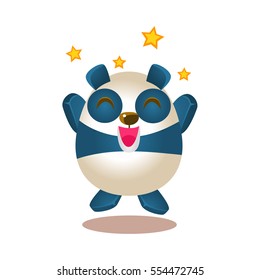 Ilustración De La Actividad De Panda Cuta Con Caricatura Humanizada Caricatura De Oso Salto Emocionado Y Ecático