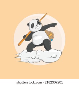 linda aventura panda sobre las nubes