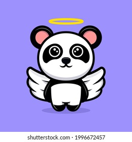 Cute panda angel cartoon mascot
