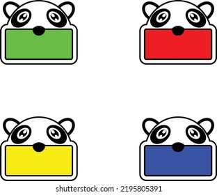 cute panda animal board color bundle set vector illustration design