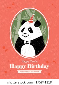 Cute Panda Animal Cartoon Birthday card design