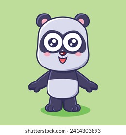 Cute panda animal cartoon character vector Illustration