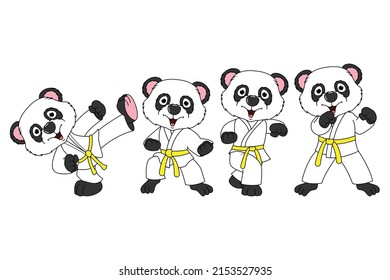 cute panda animal cartoon karate