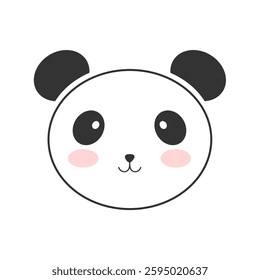 Cute panda animal face with round shape with cheerful colors, illustration design with Flat design style. for Children or babies. Suitable for t-shirt design, wrapping paper