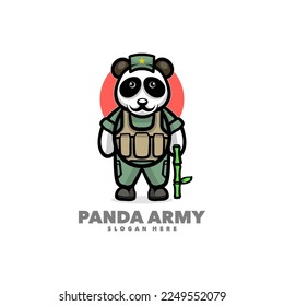 Plantilla de logotipo del ejército de Cute panda