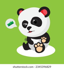 cute panda asking for bamboo