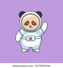 cute panda astronaut cartoon Illustration 