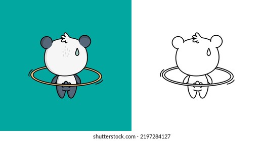 Cute Panda Athlete Clipart for Coloring Page and Illustration. Happy Panda Bear Sportsman. Vector Illustration of a Kawaii Animal for Stickers, Prints for Clothes, Baby Shower, Coloring Pages.
 svg