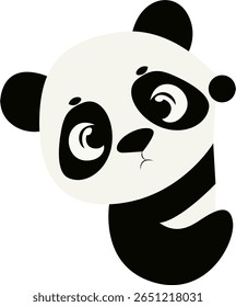 Cute Panda Baby Cartoon Illustration Peeking hand drawn