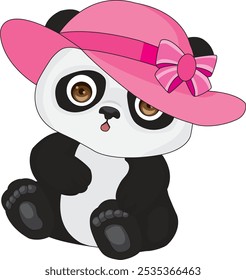 Cute panda baby girl chibi character vector mascot