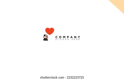 cute panda baby with heart logo for branding and business creative and attractive idea