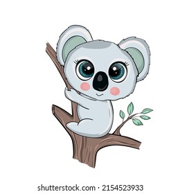 Cute panda baby isolated on white background. Funny australian animals. Card, postcards for kids. Little bear child smiling. Flat vector illustration for banner, card, wallpaper, poster.