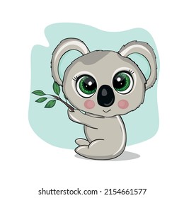 Cute panda baby isolated on white background. Funny australian animals. Card, postcards for kids. Little bear child smiling. Flat vector illustration for banner, card, wallpaper, poster.