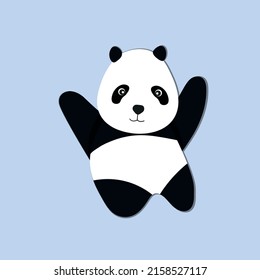 Cute panda baby isolated on white background. Funny asian animals. Card, postcards for kids. Little bear child smiling. Flat vector illustration for banner, card, wallpaper, poster.