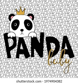 Cute panda baby vector illustration.