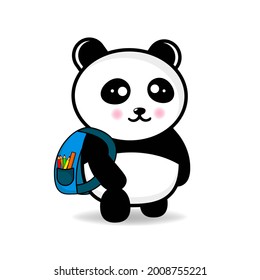 Cute Panda Back To School Design Mascot Kawaii