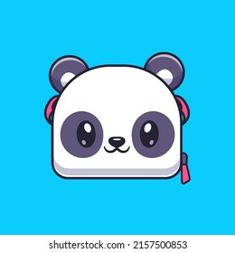 Cute Panda Bag Cartoon Vector Icon Illustration. Animal Education Icon Concept Isolated Premium Vector. Flat Cartoon Style