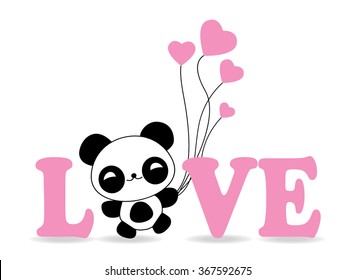 Cute panda with balloon
