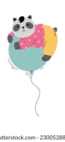 Cute panda with balloon. Vector illustration