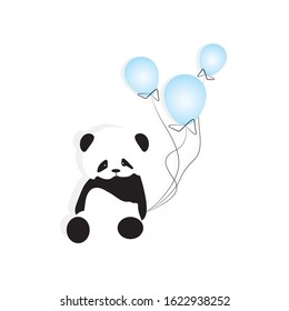 Cute panda with balloon,vector 