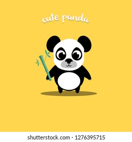 Cute panda with a bamboo