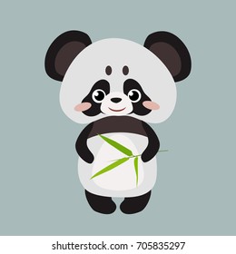 Cute panda with bamboo