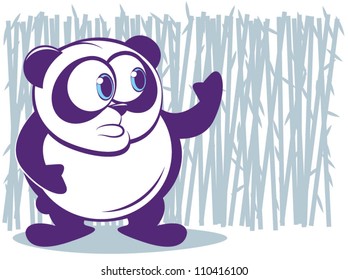 Cute Panda with Bamboo Background