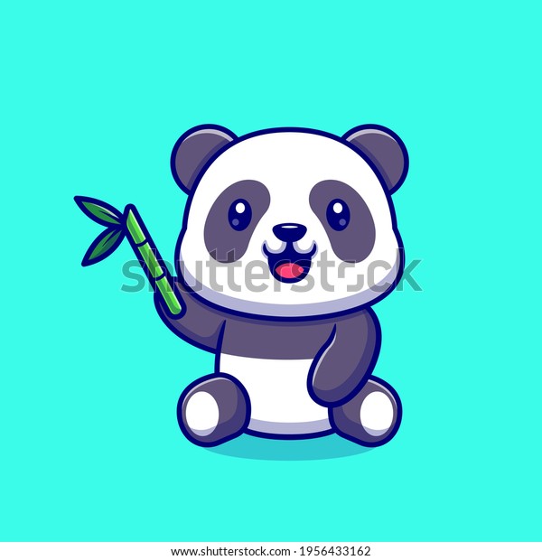 Cute Panda Bamboo Cartoon Vector Icon Stock Vector (Royalty Free ...