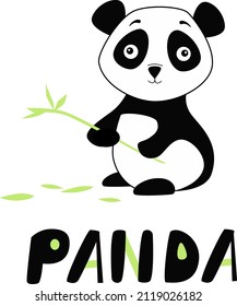 Cute panda with bamboo. Design for children's textiles, tableware, t-shirts, cards and invitations. Vector illustration