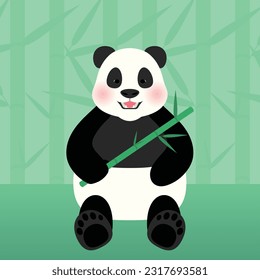 A cute panda in a bamboo forest