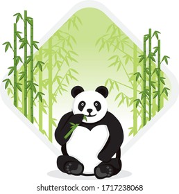 cute panda in bamboo forest premium vector