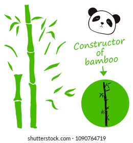 Cute panda. Bamboo. Plant. Sticker, print, print on clothes. For your design. 