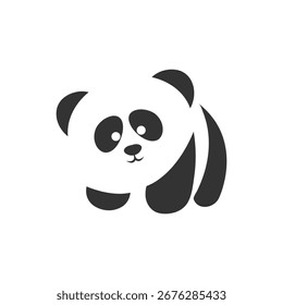 cute panda bamboo silhouette vector illustration