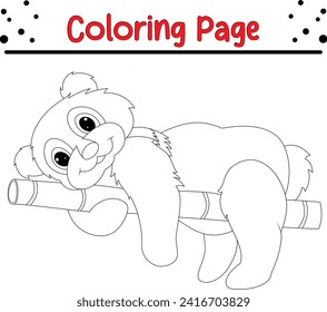 linda página de color de árbol de bambú panda