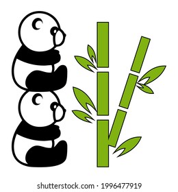 diseño único de panda y bambú lindo