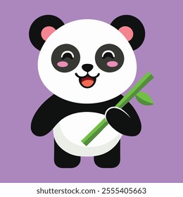 Cute Panda With Bamboo vector art